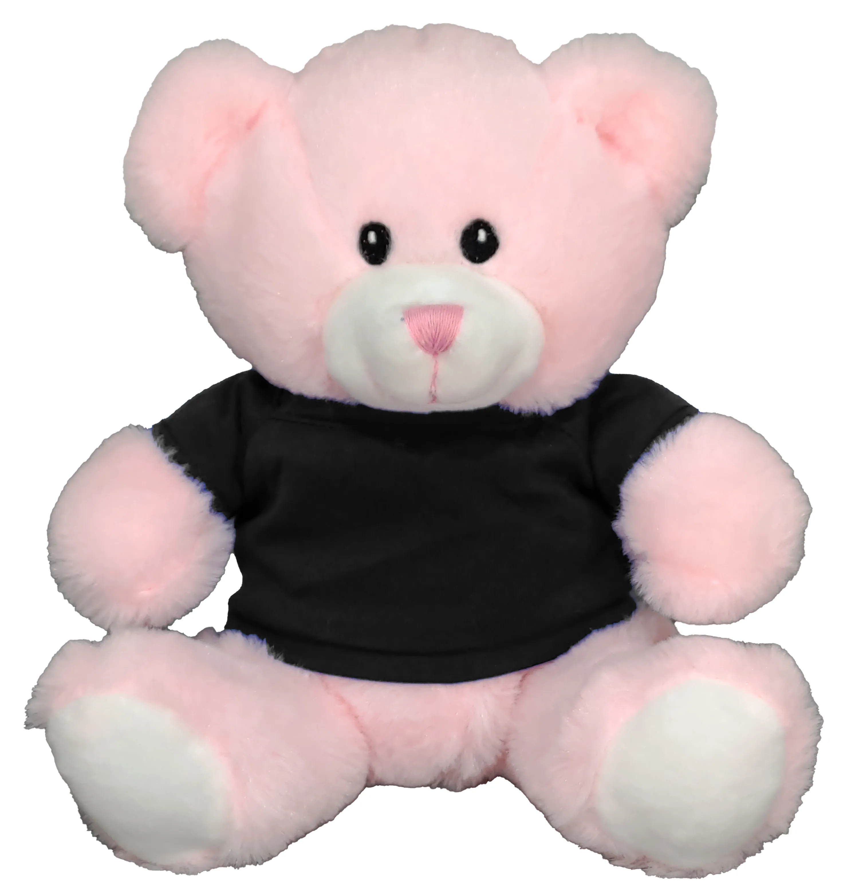 8" Embroidered Eyes Pink Bear 5