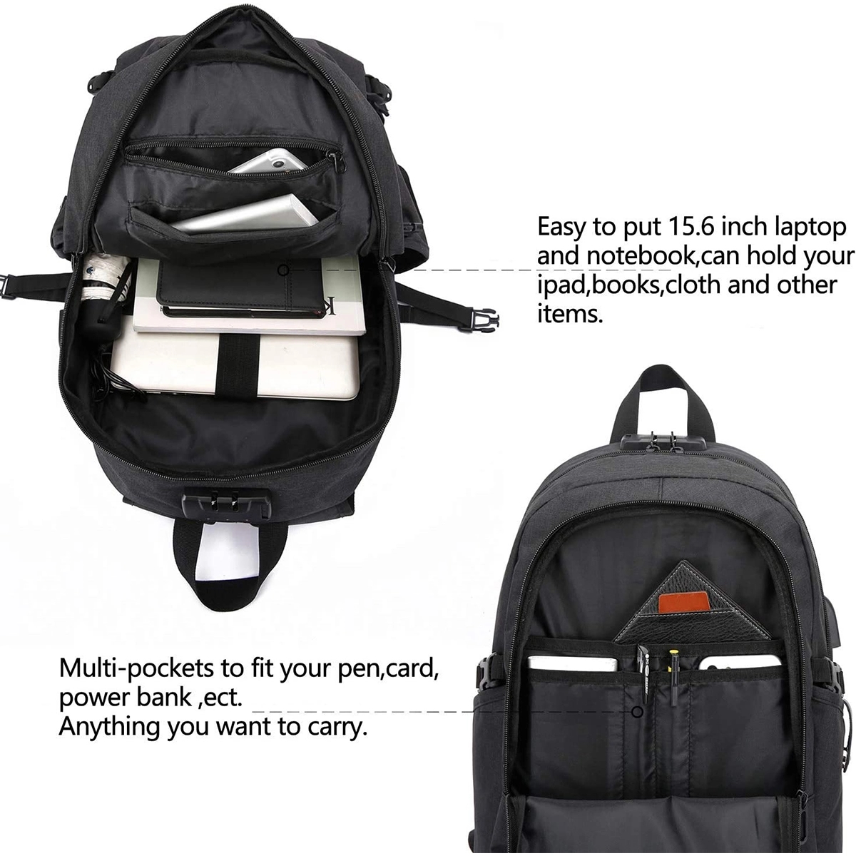Travel Anti-Theft Laptop Backpack with USB Charging Port 1