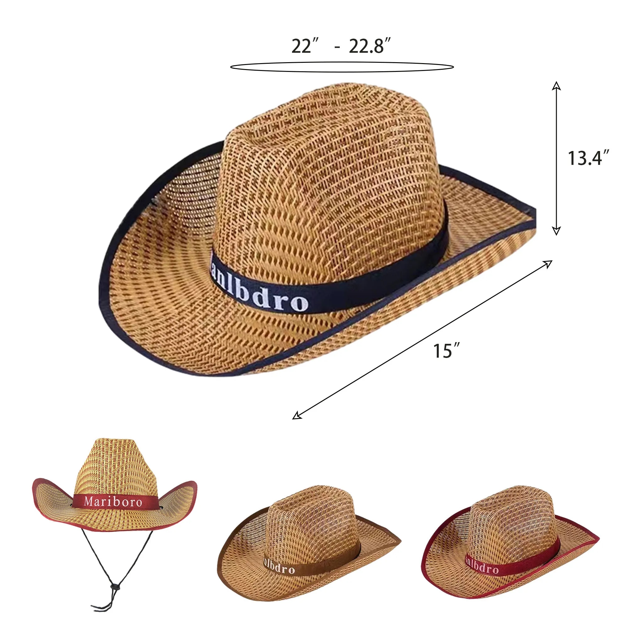 With Customizable Band Straw Cowboy Hat 4
