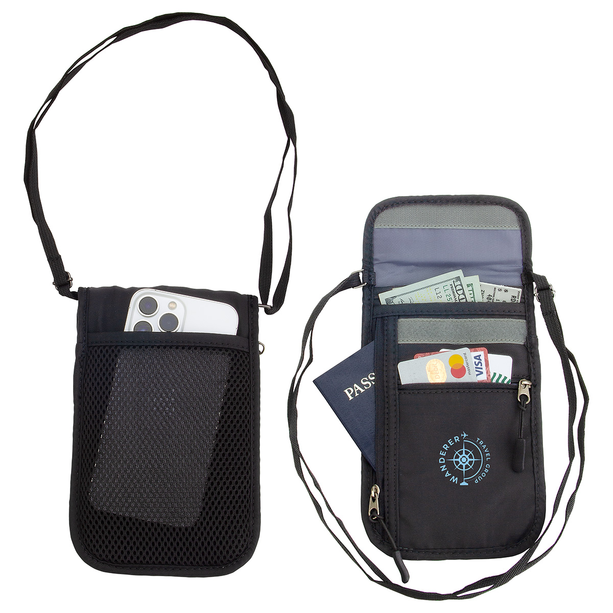 AeroLOFT® Jet Black Safety Organizer Neck Wallet 11