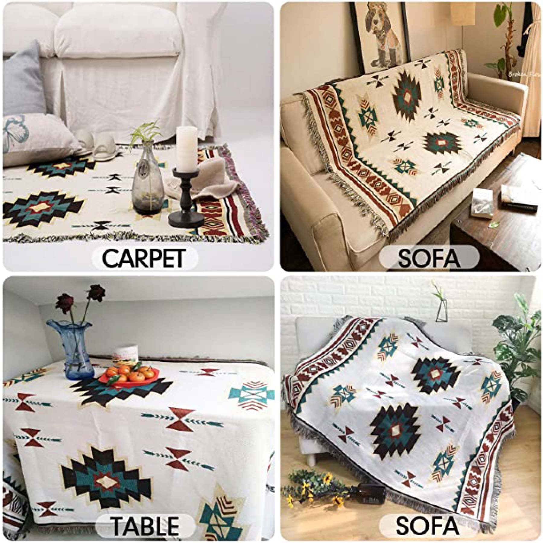 Custom Woven Tapestry Throw Blanket with Fringe (50"x60") 4