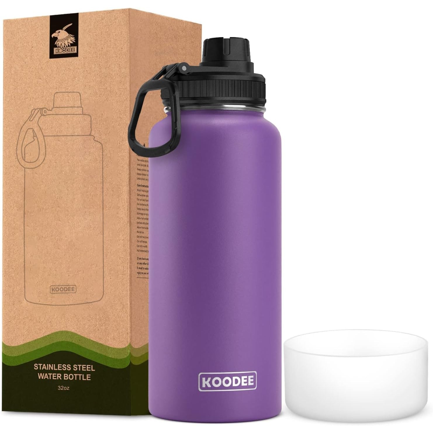 32oz Stainless Steel Double Wall Vacuum Wide Mouth Insulated Bottle w/ Spout Lid, Silicone boots, custom water bottle with logo imprint 2