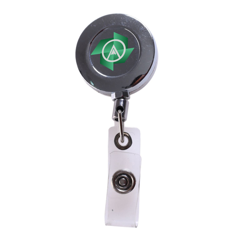 Circular Nickel-Plated Badge Reel w/ Belt Clip 2