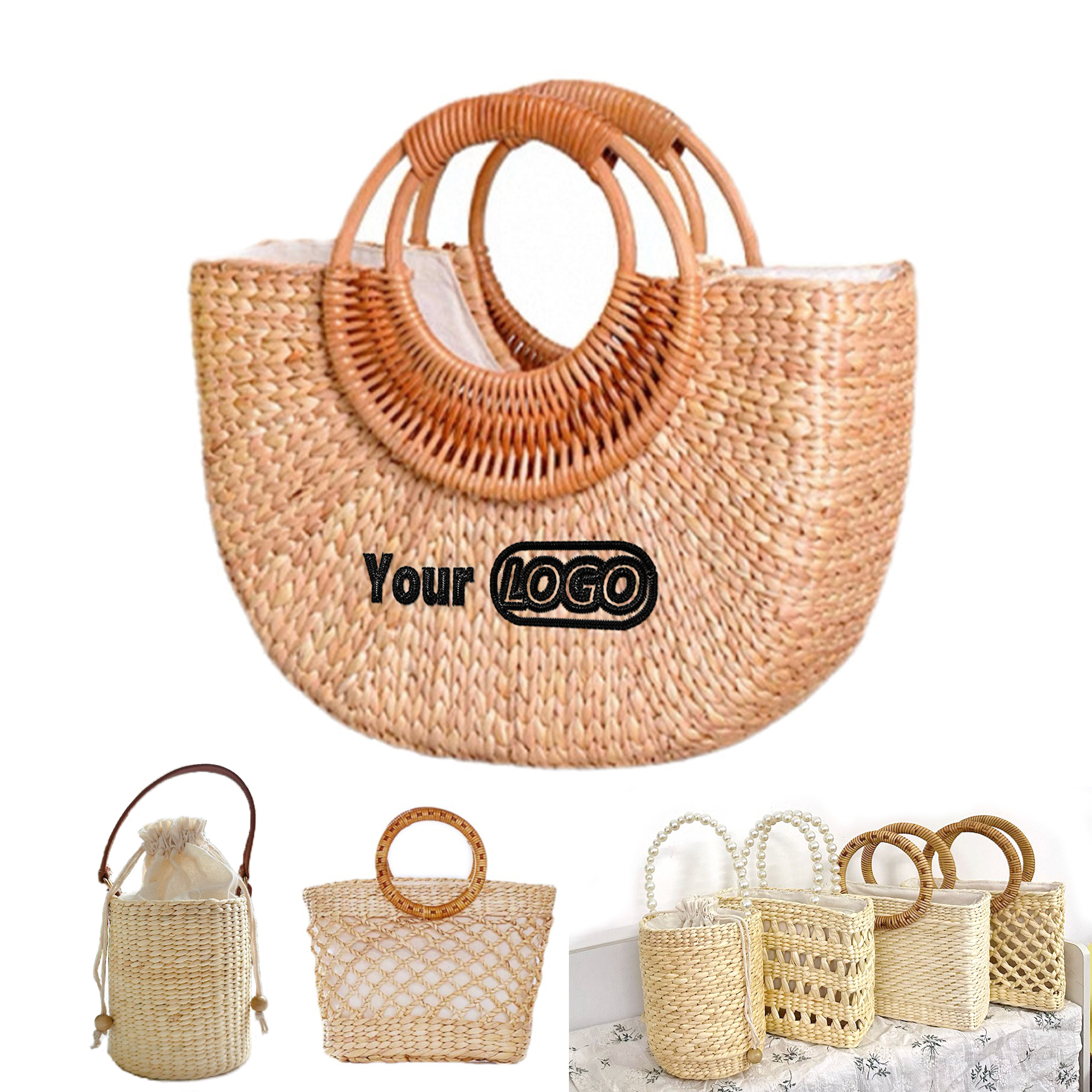Rattan Round Handle Woven Tote Bag 3