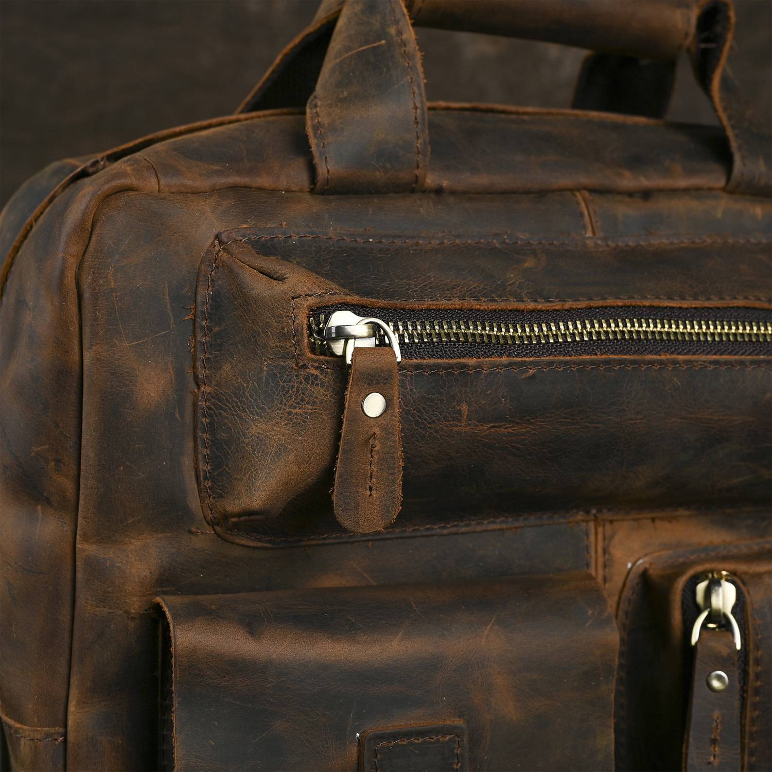 20L Full Grain Crazy Horse Leather Backpack 12