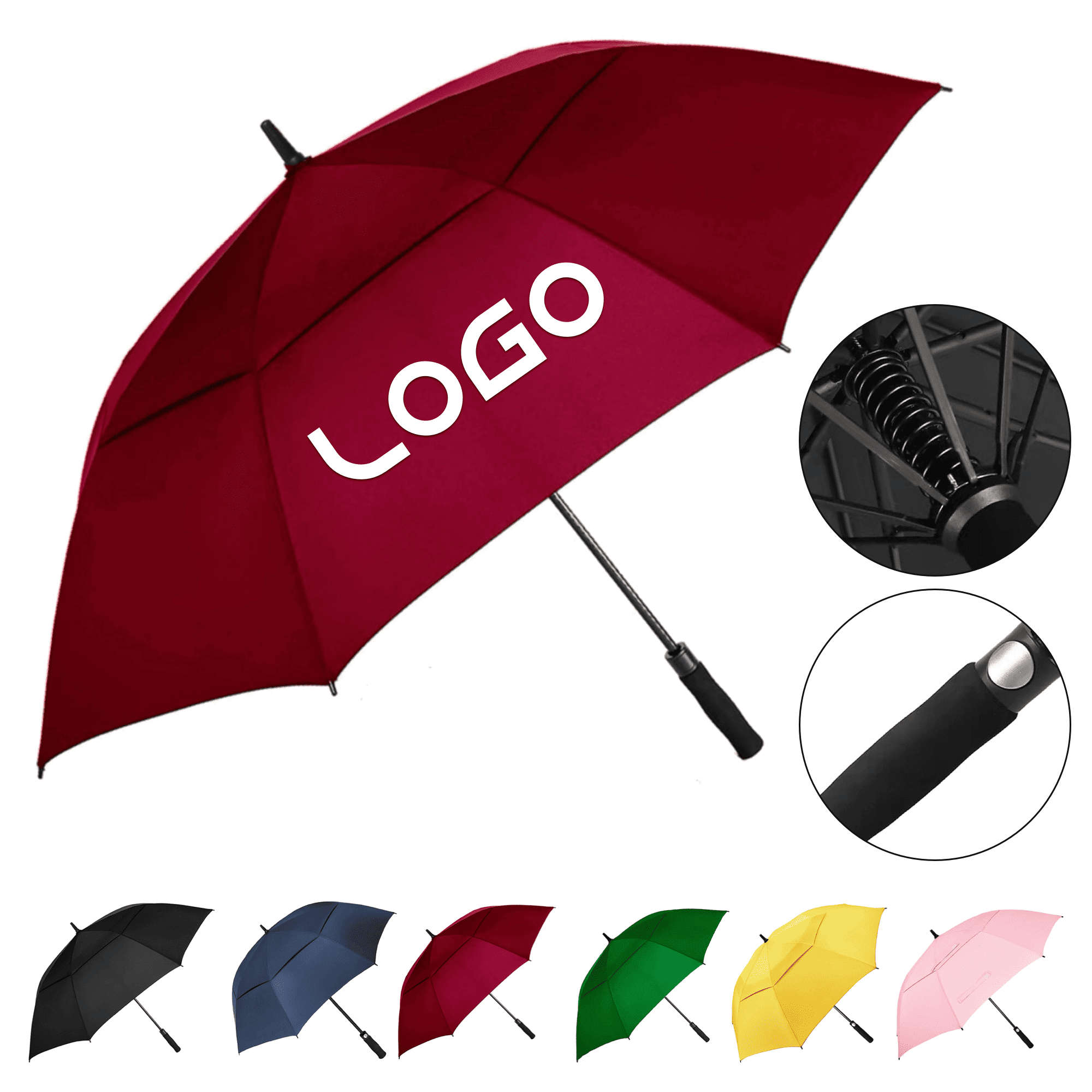 Custom Logo Windproof Pongee Golf Umbrella 59in 2