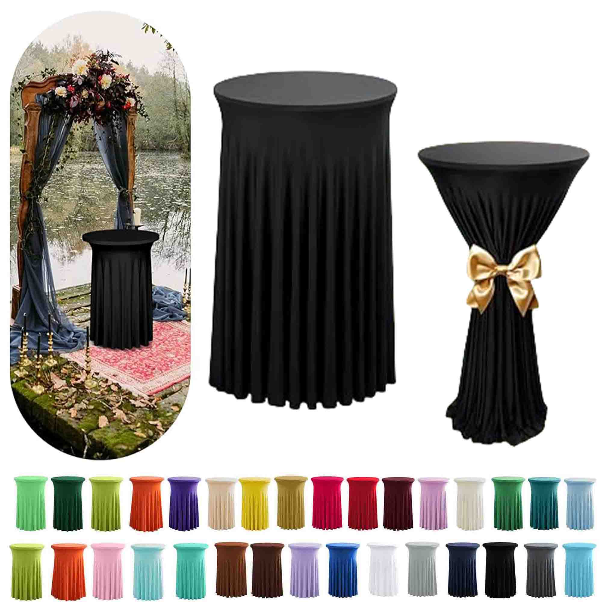 Round Spandex Cocktail Tablecloths with Skirt 1