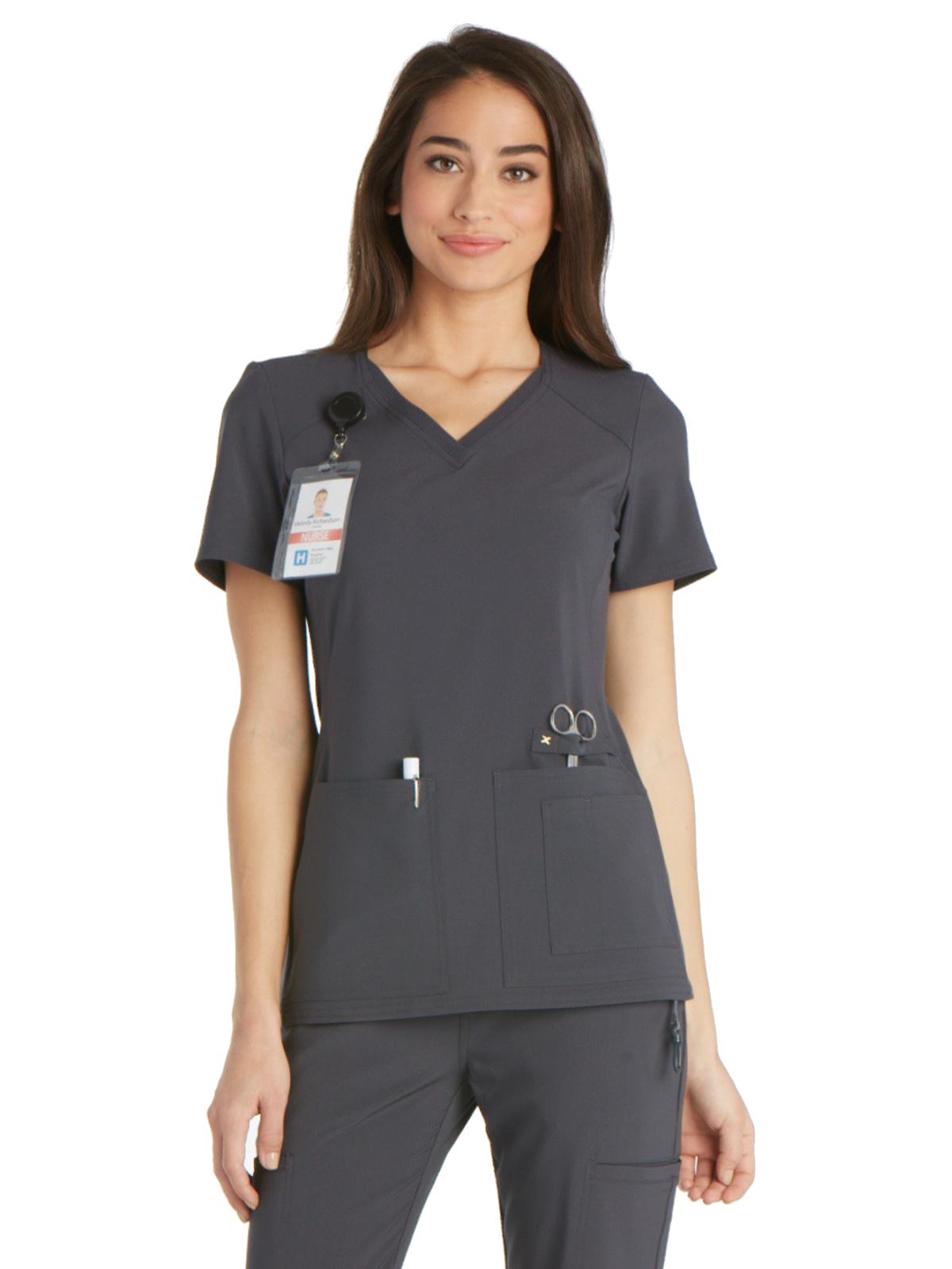 Cherokee - iFlex - Women's 2 Pocket V-Neck Knit Side Panel Top 31