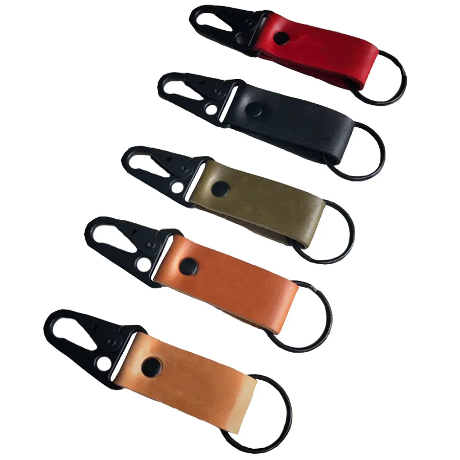 Leather Button Keychain 2