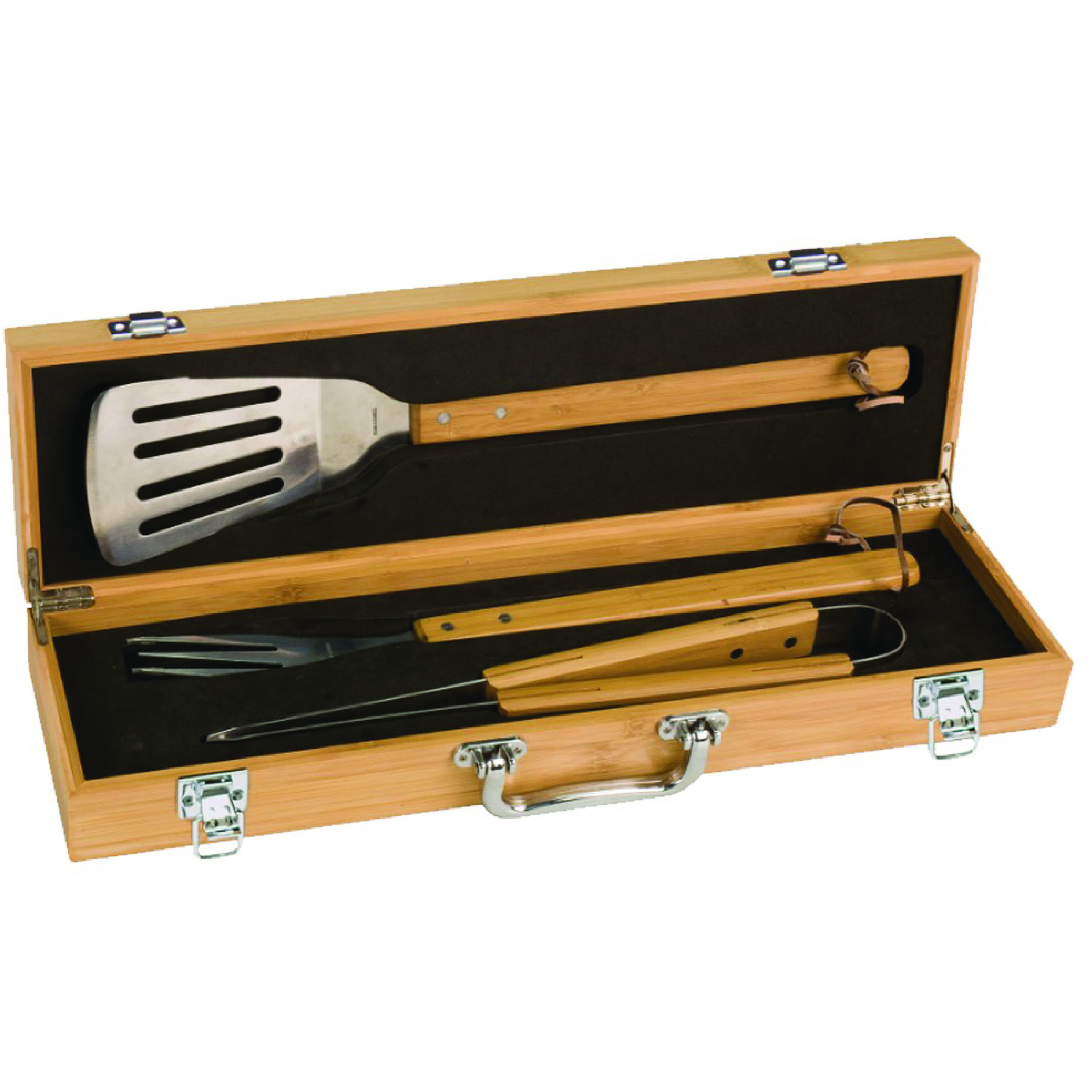 3-Piece Bamboo BBQ Set in Bamboo Case 7