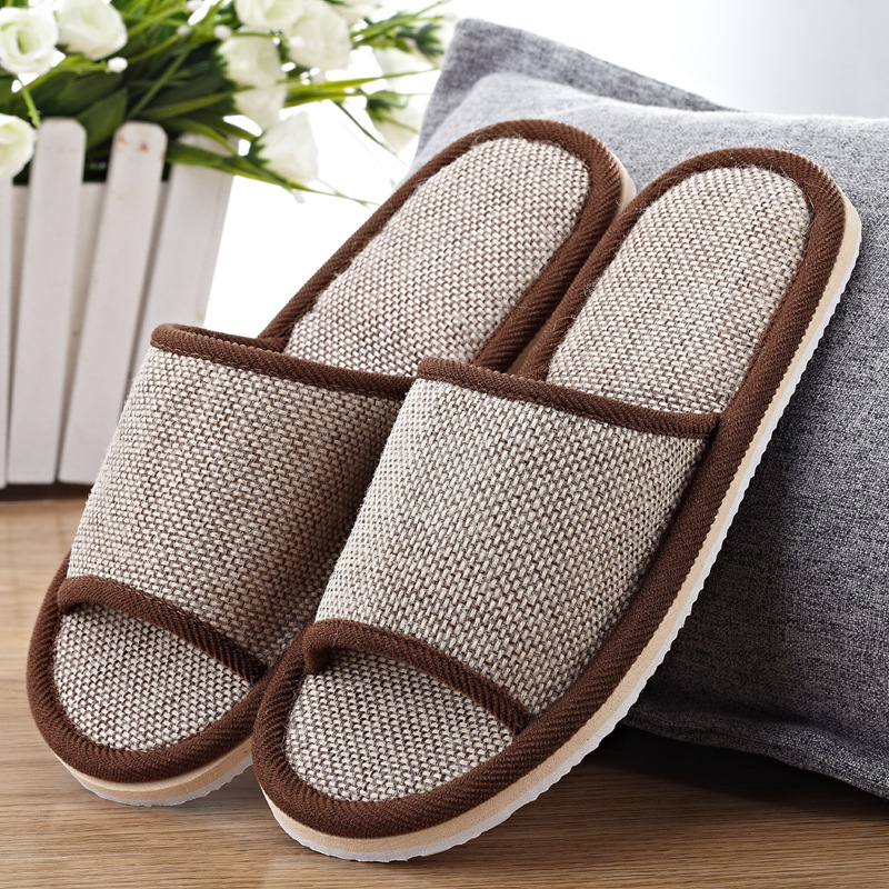 Solid Color Casual Cotton And Linen Open Toe Breathable Slippers 7
