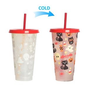 Glow In The Dark 710ml Halloween Plastic Luminous Color Changing Cup 10