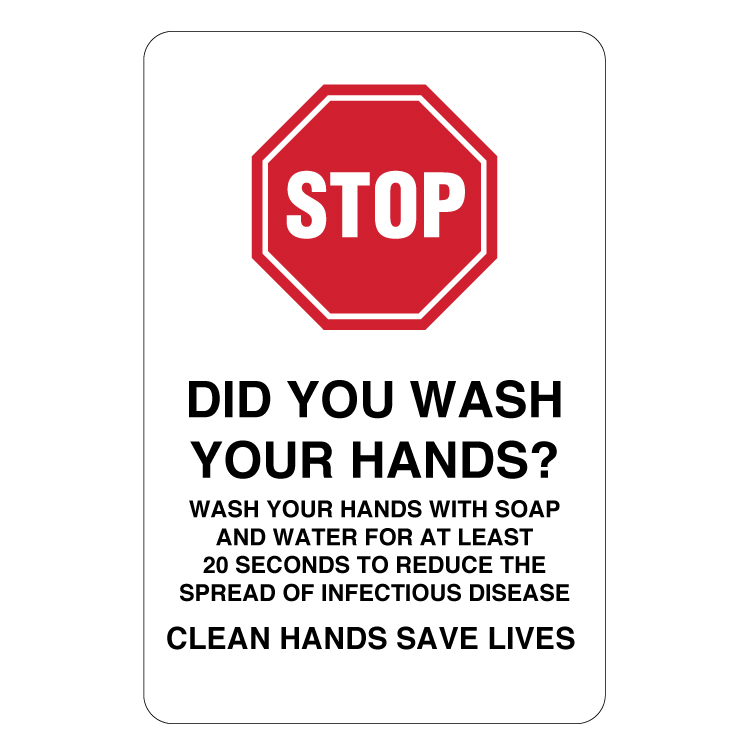 STOP Wash Hands Wall Sign