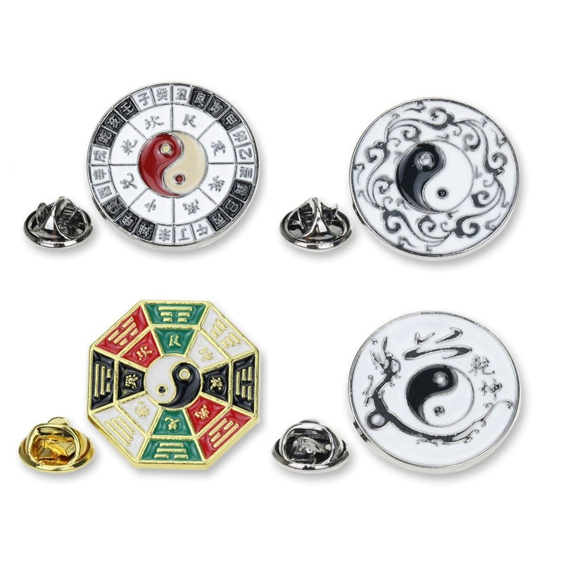 Chinese Traditional Tai Chi Eight Diagrams Badge Vintage Lucky Pins 5