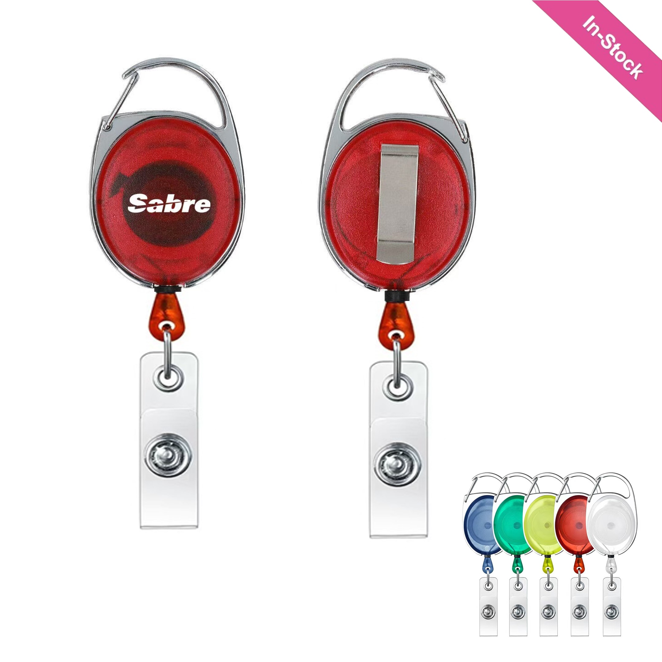 Transparent Oval Retractable Badge Holder with Clip 7