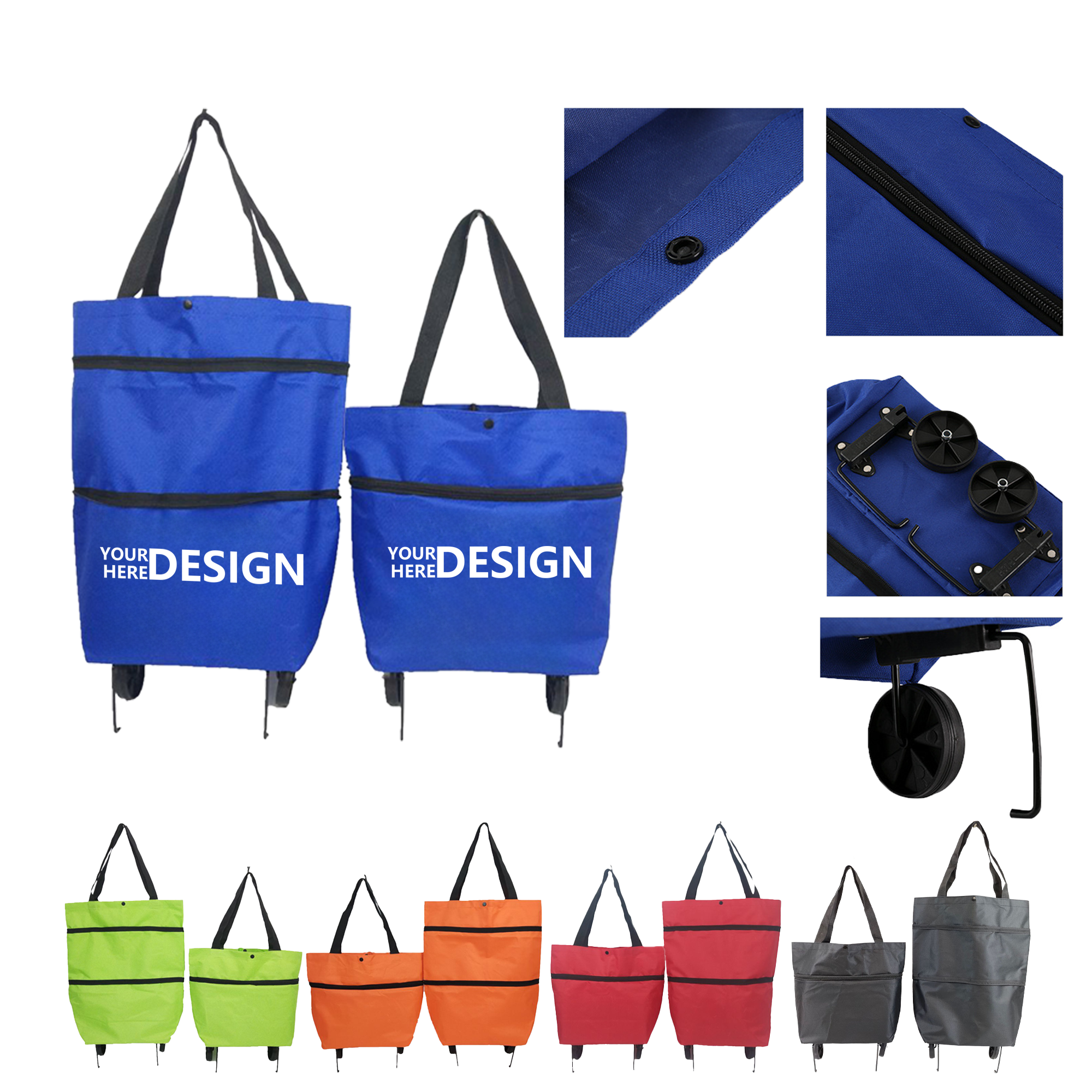 Collapsible Portable Wheeled Shopping Bag with Handle 1