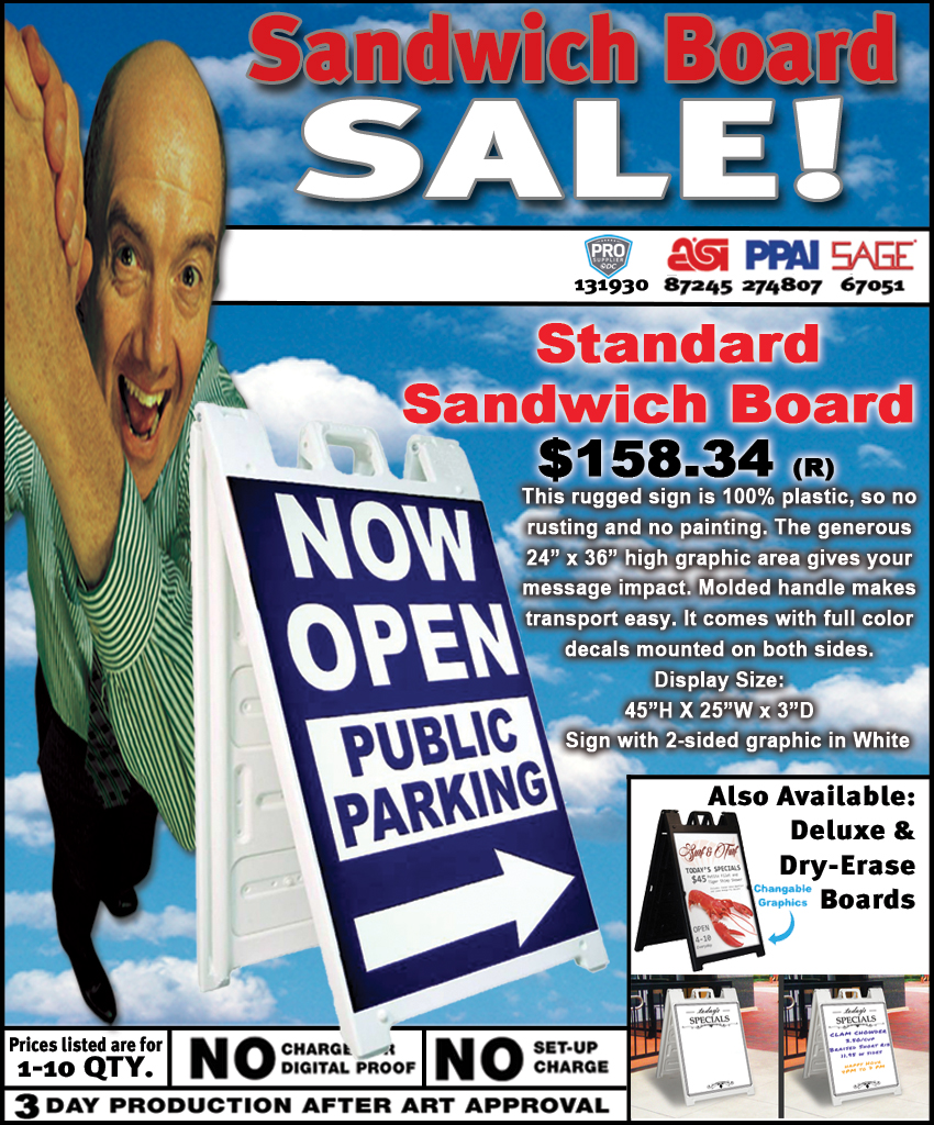 White Standard Sandwich Board Display w/ 2 Sided Graphic - Dry Erase 3