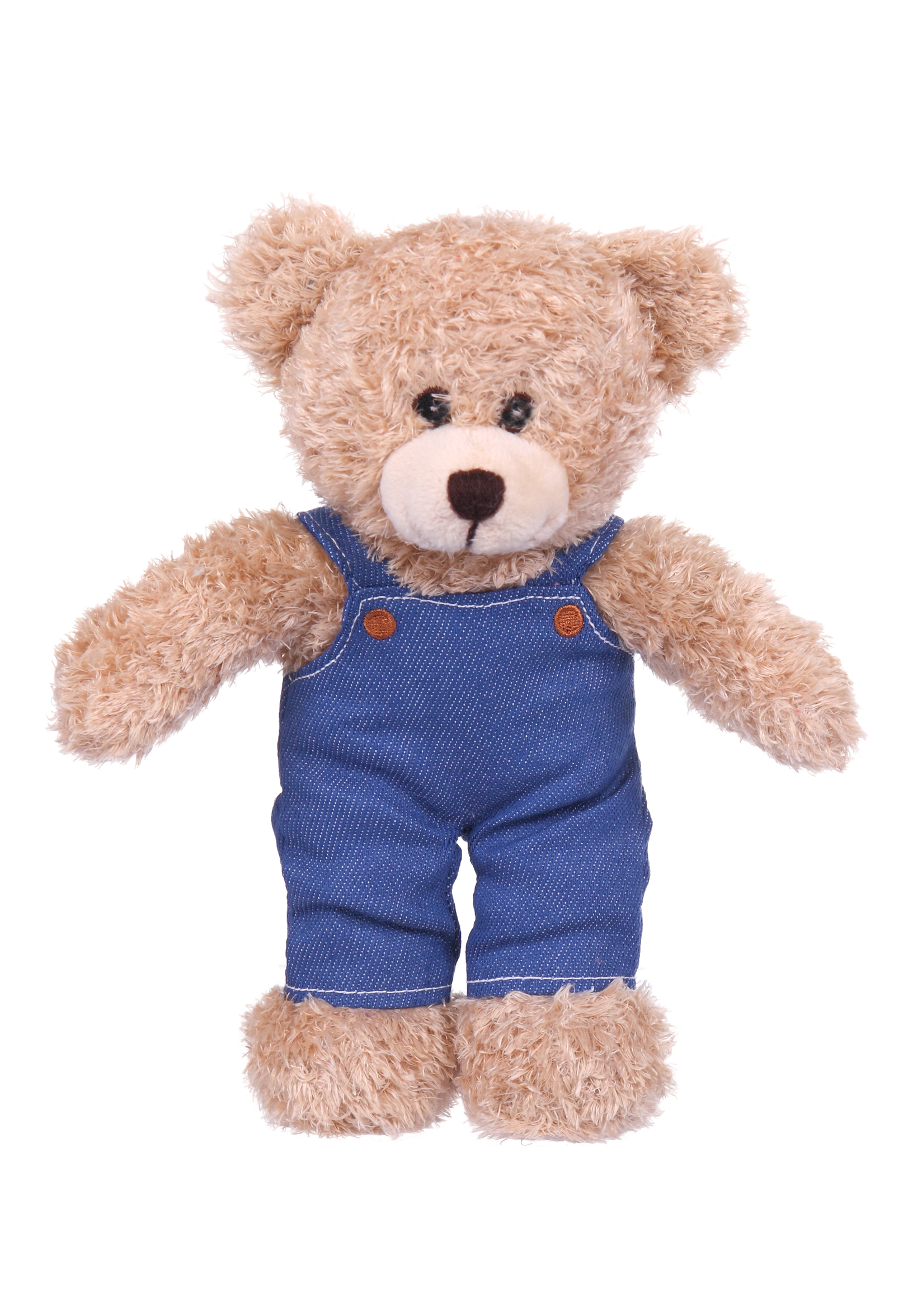 Soft Plush Tan Bear in Denim Overall