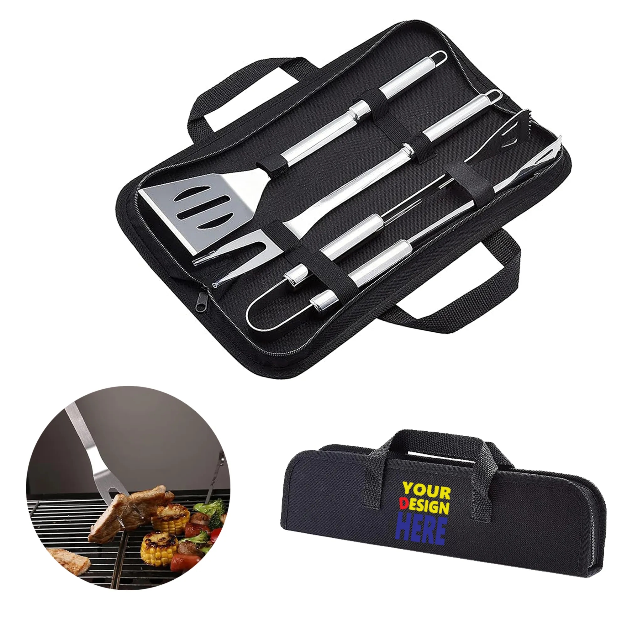 4-Piece Barbeque Grilling Tool Set with Carry Bag 4