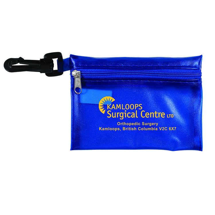 "MEDI" 19 Piece First Aid Kit in Translucent Zipper Kit with Plastic Carabiner Attachment 22