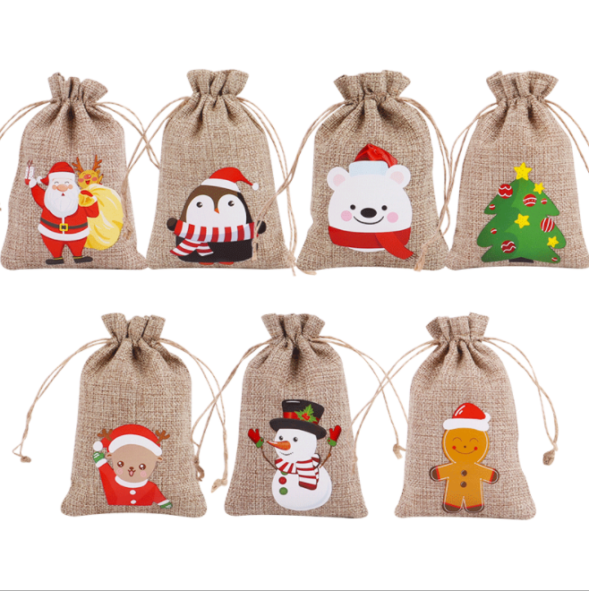 Christmas Gift Bags Small Burlap Sack Bulk with Drawstrings 1