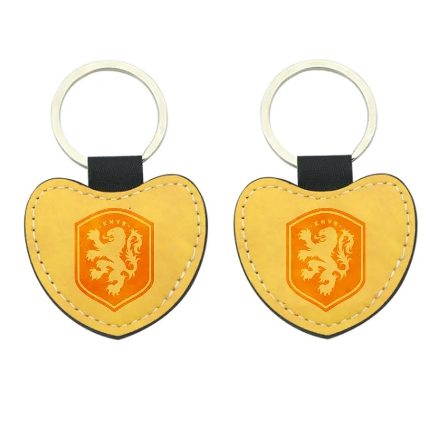 Full-Color Heart Leather Keychain 2