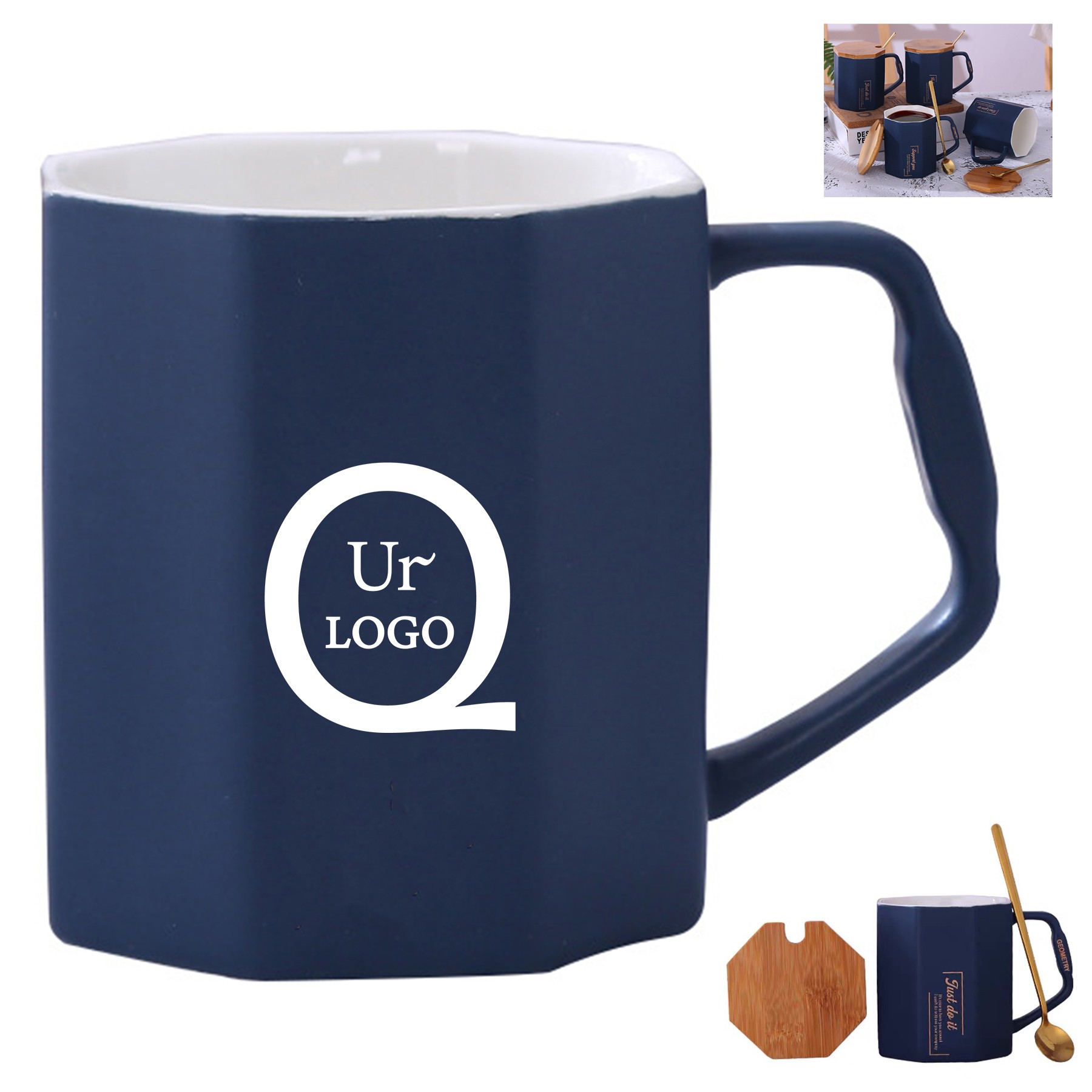 10.1Oz Blue Octagon Mug