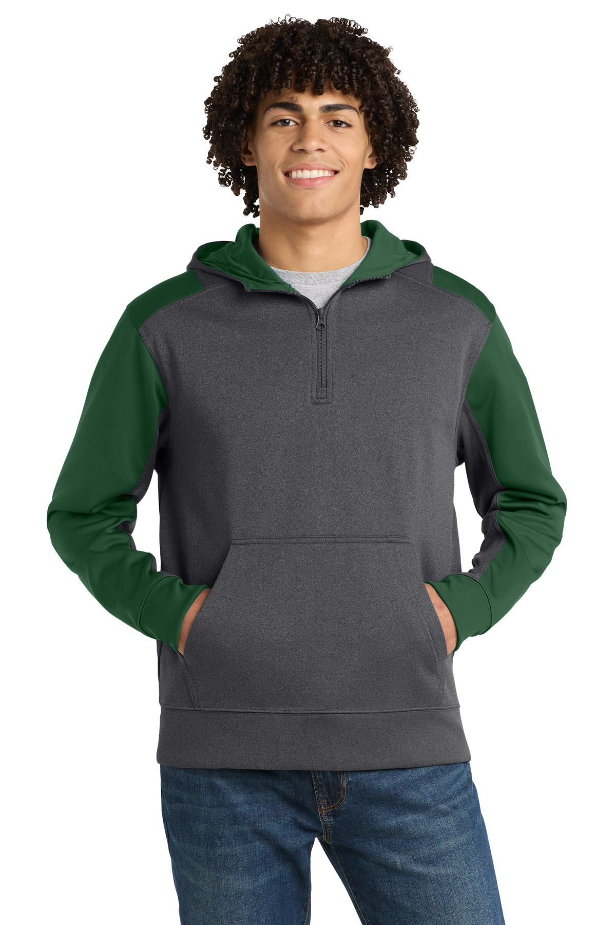 Sport-Tek Tech Fleece Colorblock 1/4-Zip Hooded Sweatshirt. ST249, custom hoodie or sweatshirt with logo imprint 63