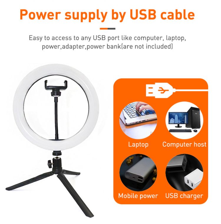 LED Desk Ring Light with Tripod Stand 10" 2