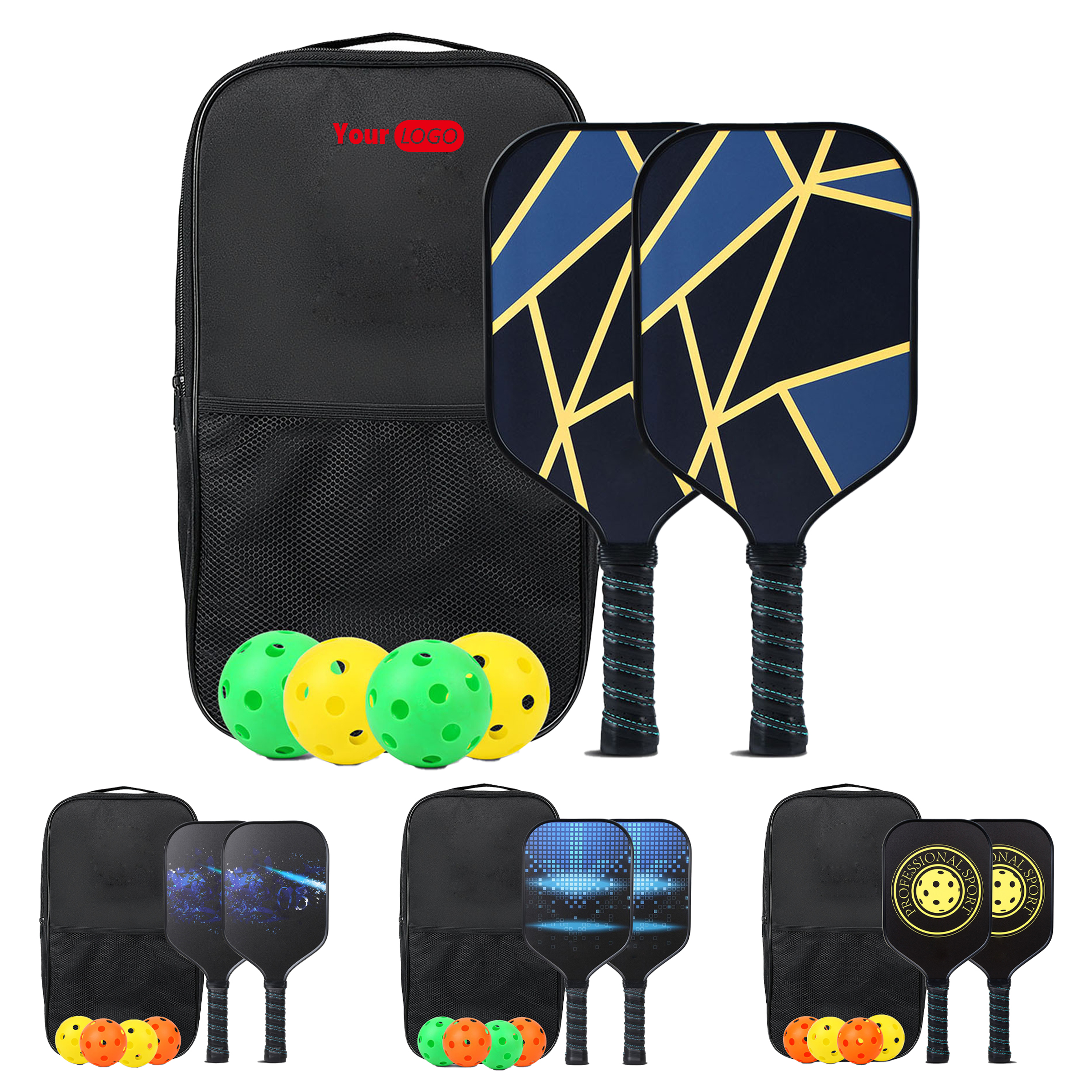 Fiberglass Vibrant Custom Pickleball Set 1