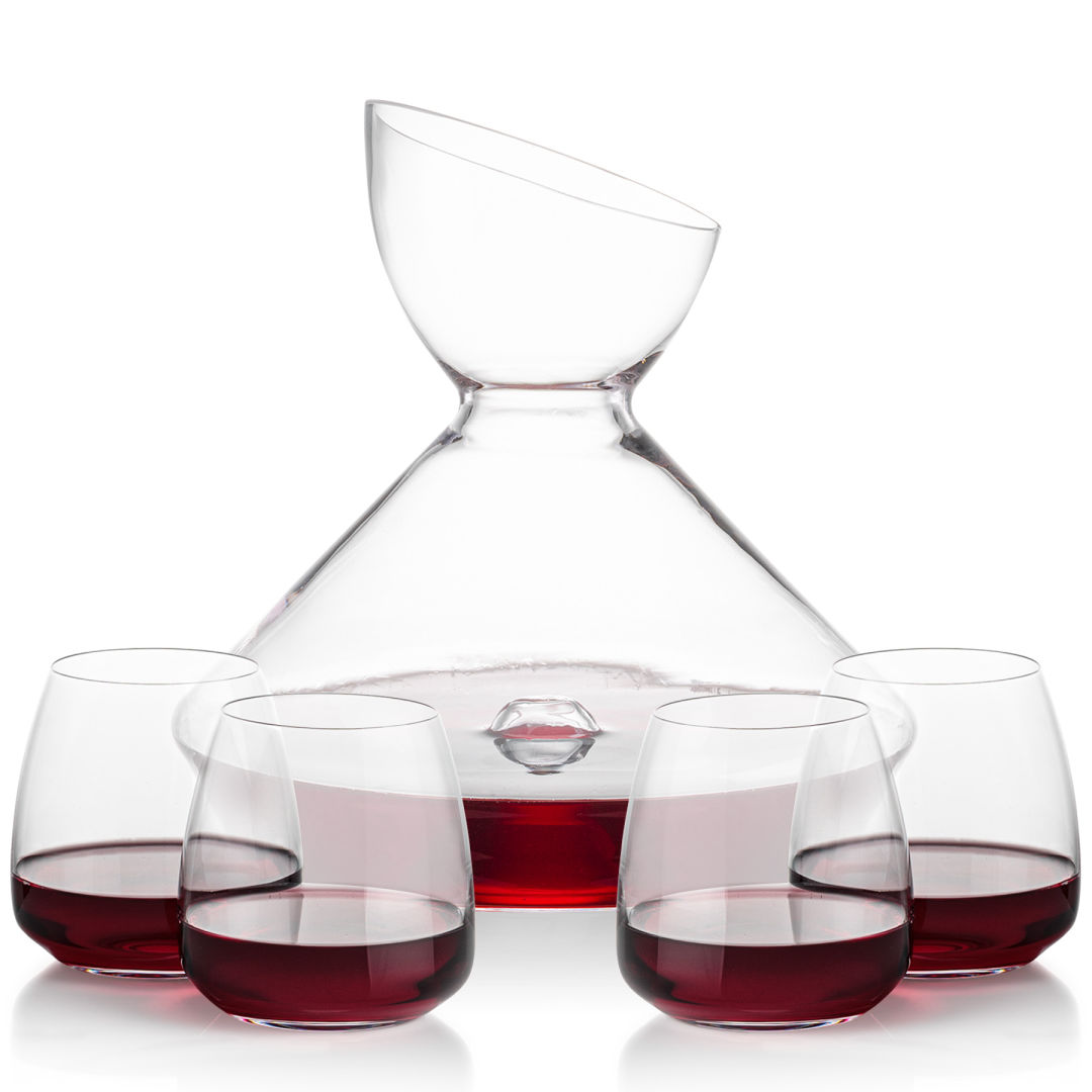 Woodbury Carafe & Hogarth Stemless Wine 6