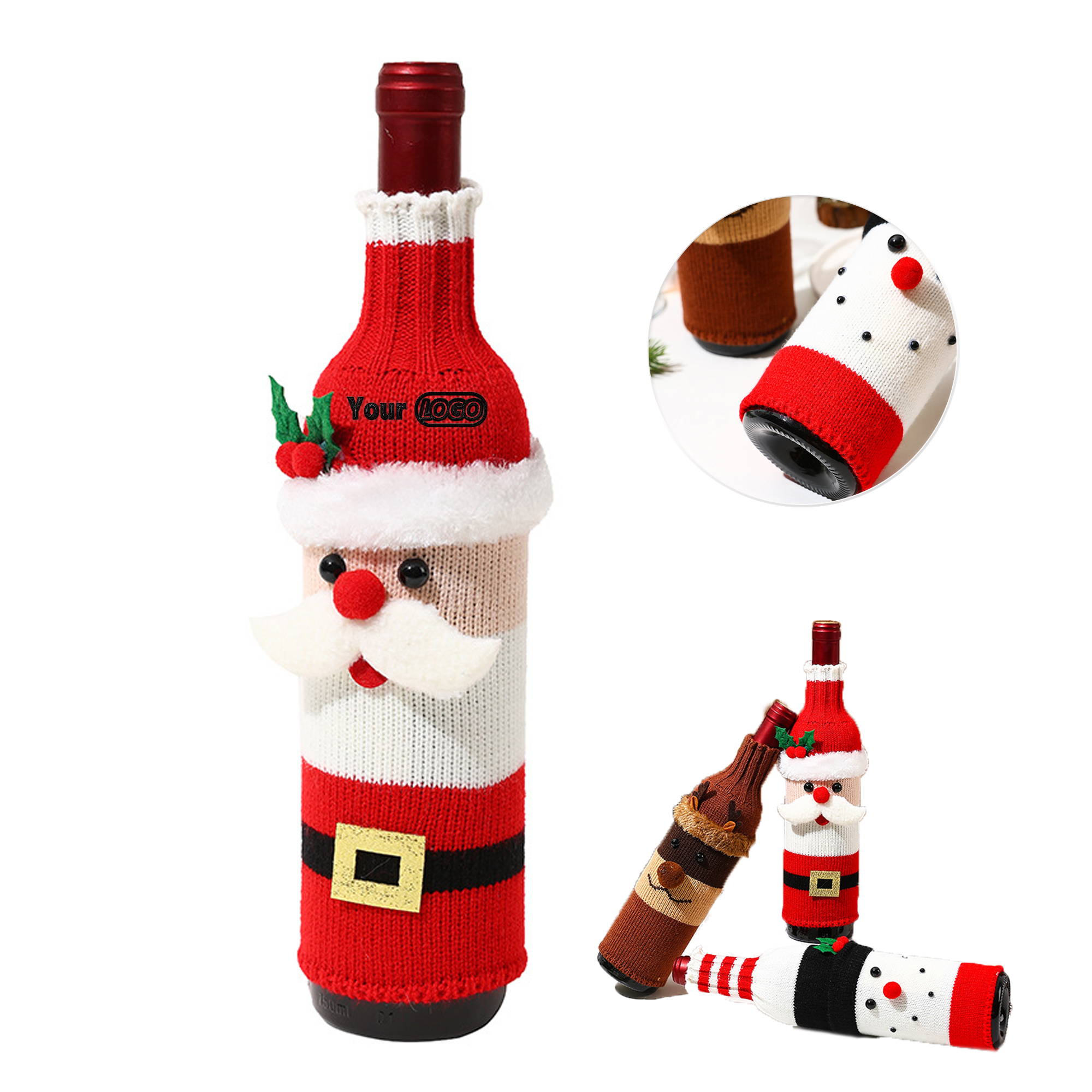 Knitted Holiday Wine Bottle Cover Decoration Sleeve 3