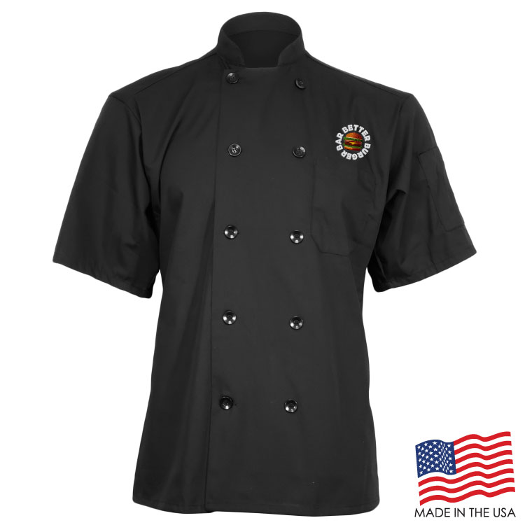 Mesh Back Chef Coat with Short Sleeves (EMBROIDERED LOGO) 3