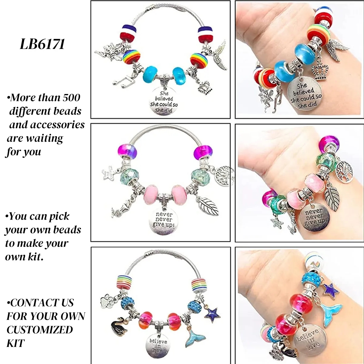 Charm Bracelet Making Kit Friendship Jewelry Set for Girls 5