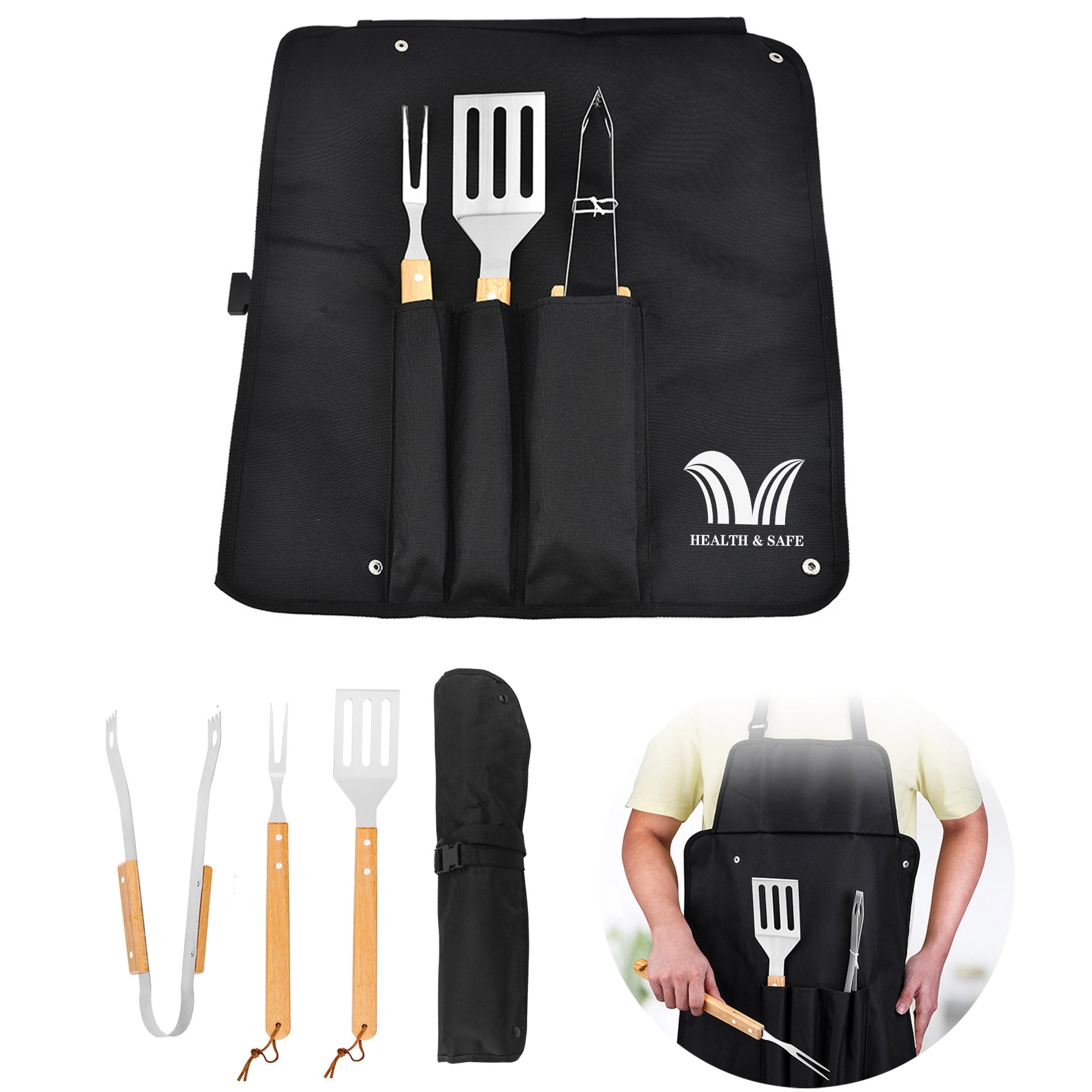 4-in-1 Stainless Steel Barbecue Suit With Apron 2