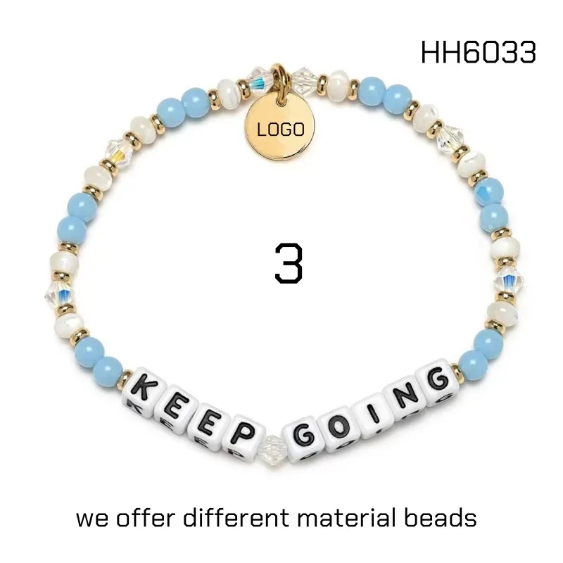 Stackable Letter Beaded Stretch Bracelets with LOGO Charms 10