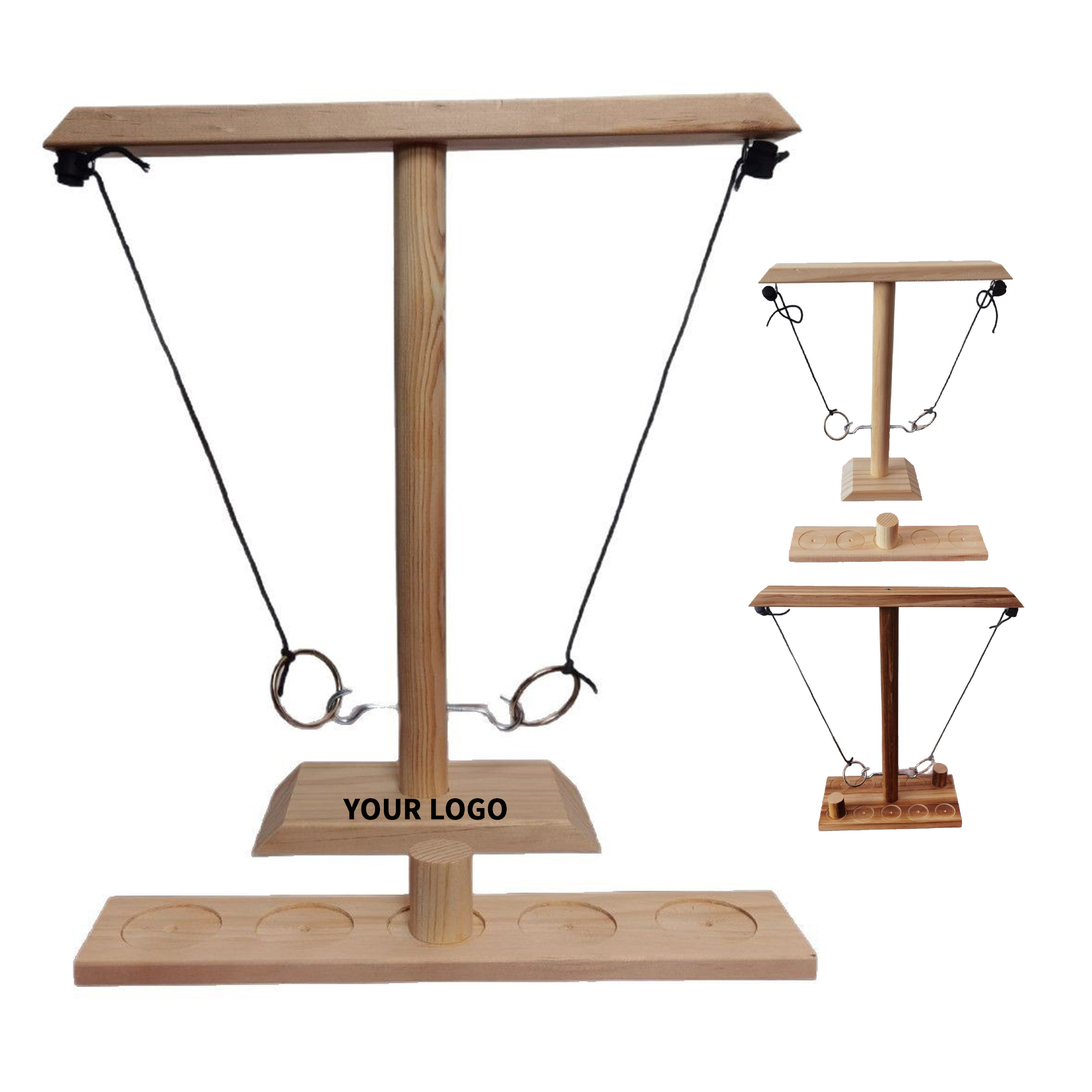 Desktop Wood Ring Toss Game 9.8" Length x 3.9" Width x 11" Height 3