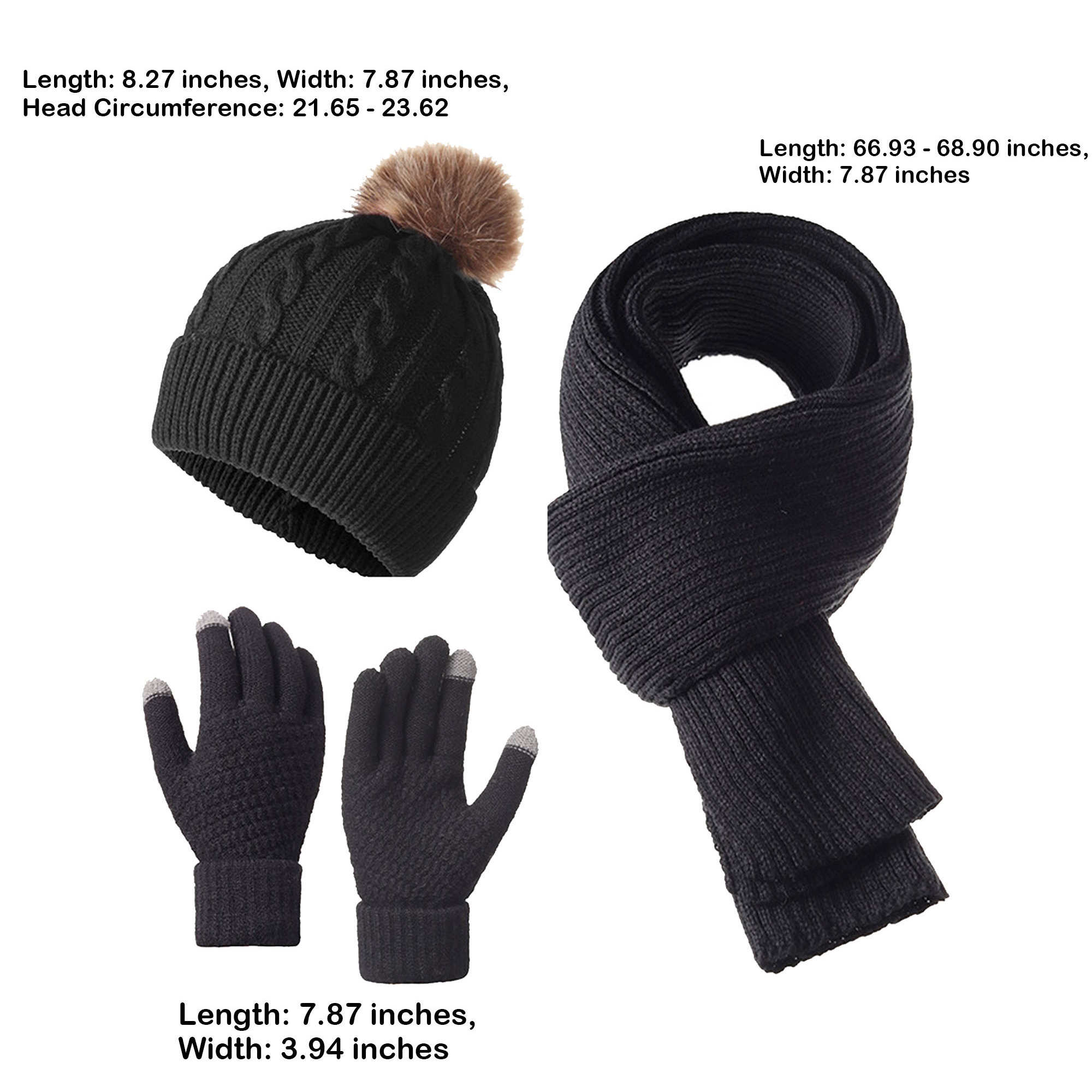 MOQ 10 Acrylic Knit Hat, Scarf, and Glove Set 5