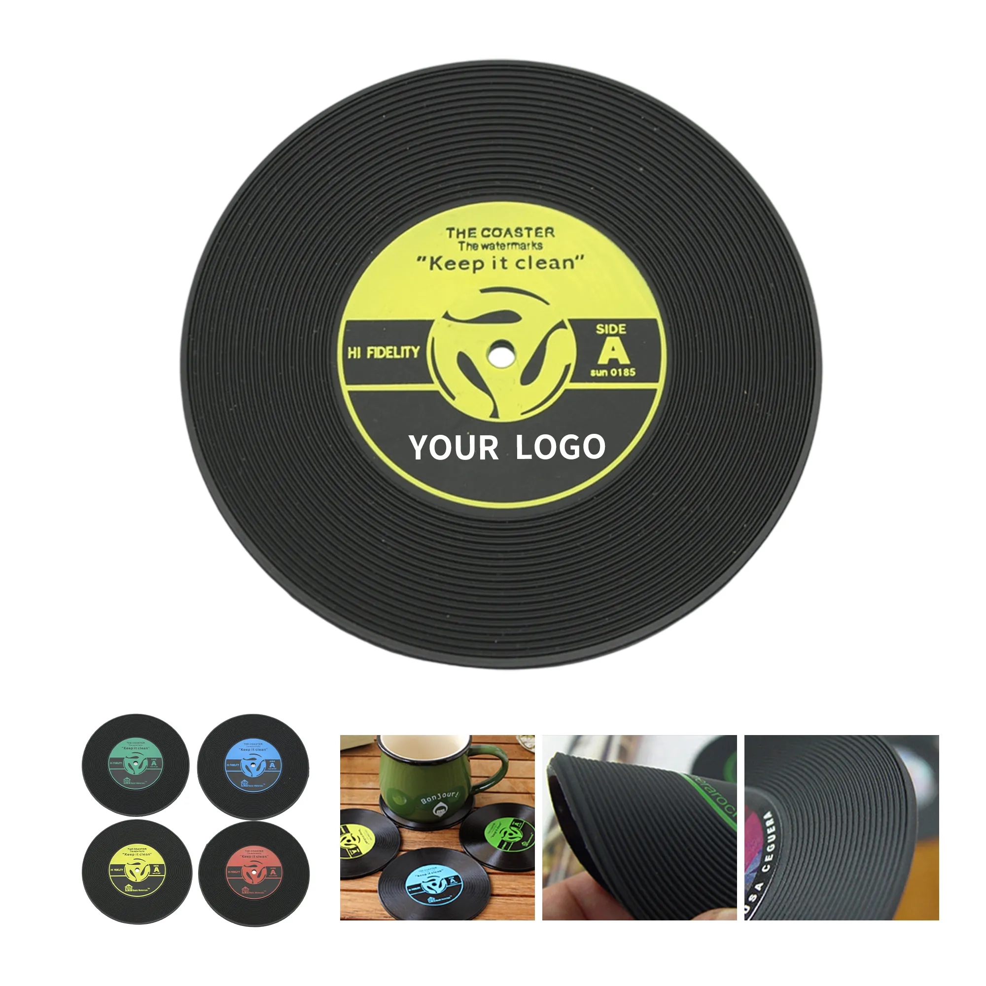 PVC Drink Coasters 3.9 Inch Vinyl Record 2