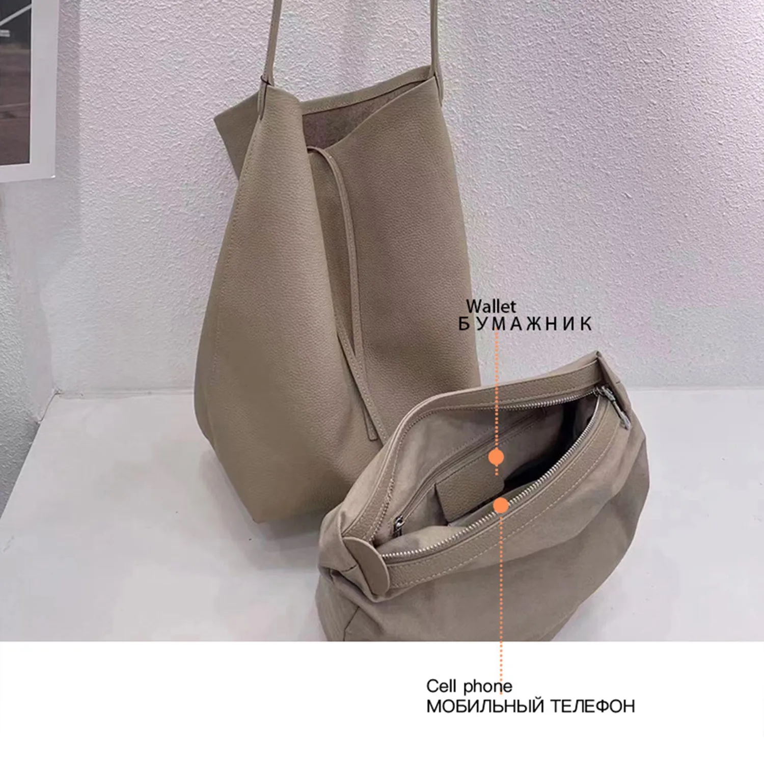 Large Capacity Genuine Leather Commuter Tote Bag, custom tote bag with logo imprint 12