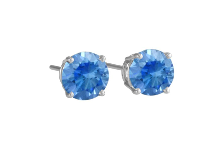 Antwerp Sterling Silver Cubic Zirconia Blue Royal Stud Earrings 1