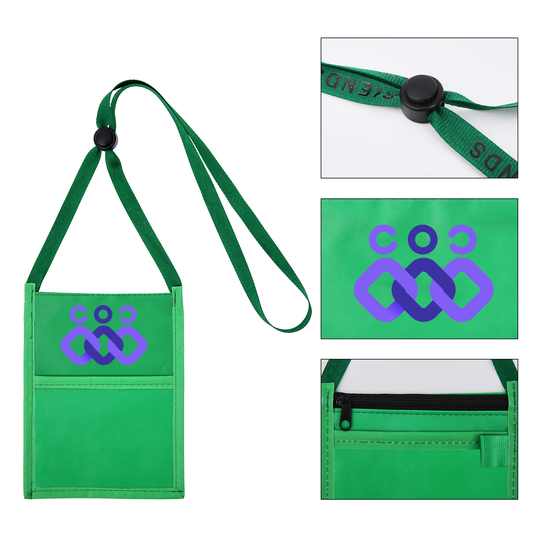 Premium Double Window Pouch Wallet With Lanyard W/Back Zipper And Phone Holder 11