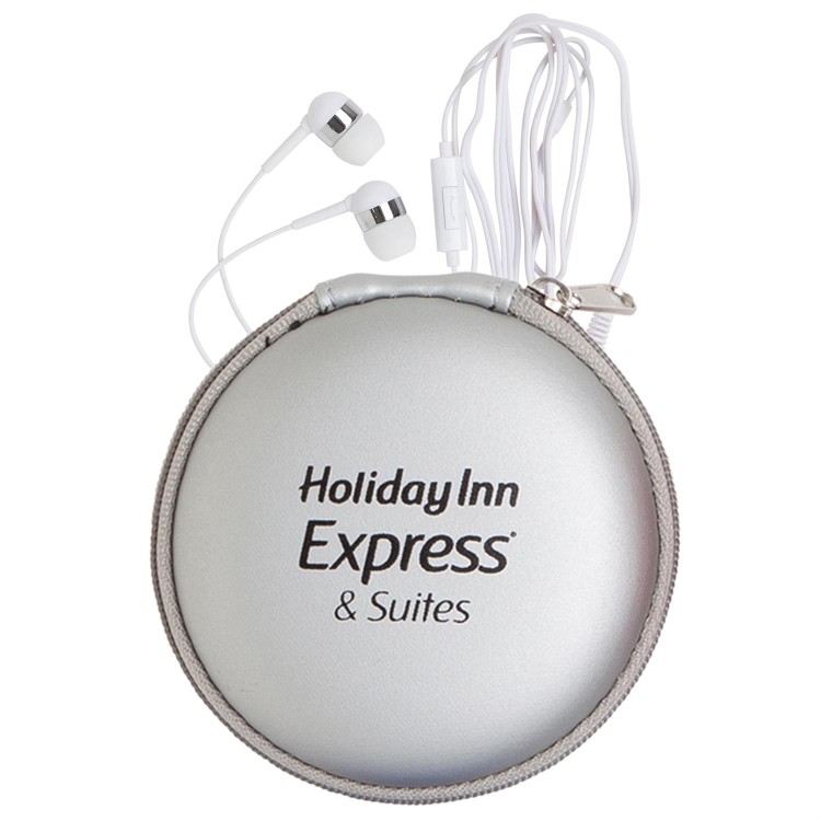 Round Eva Case w Microphone Earphones 2