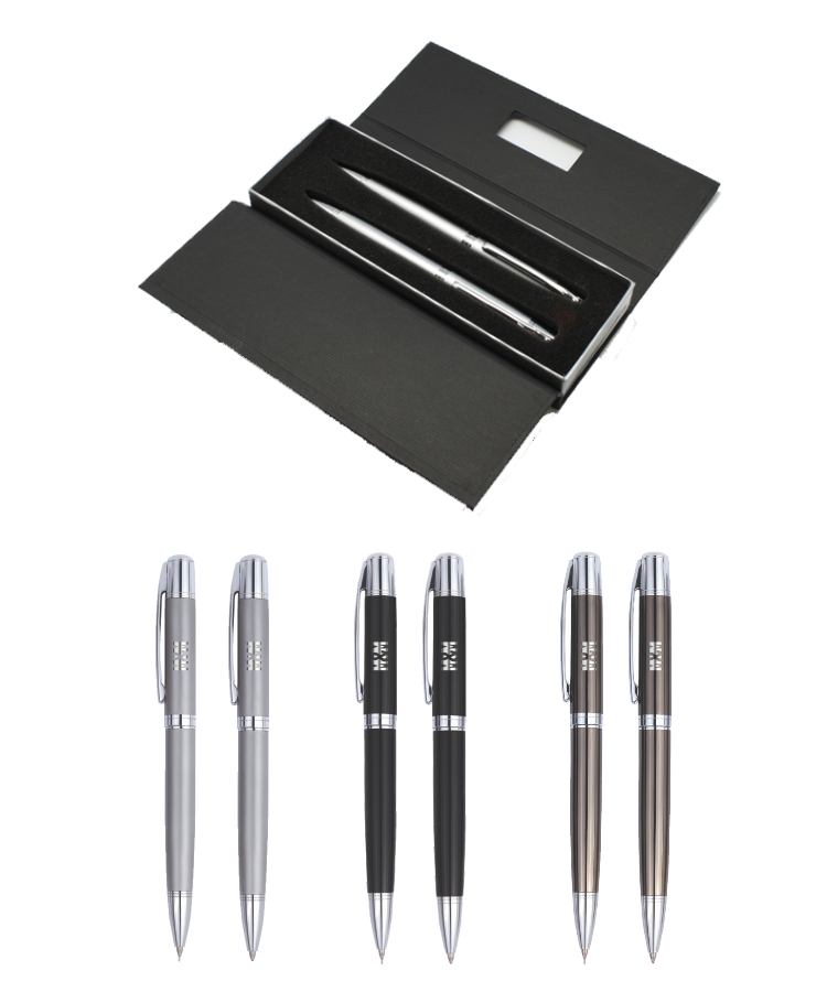 Union Printed - Heavy Metal Barrel Pen & Pencil Set in Box 2
