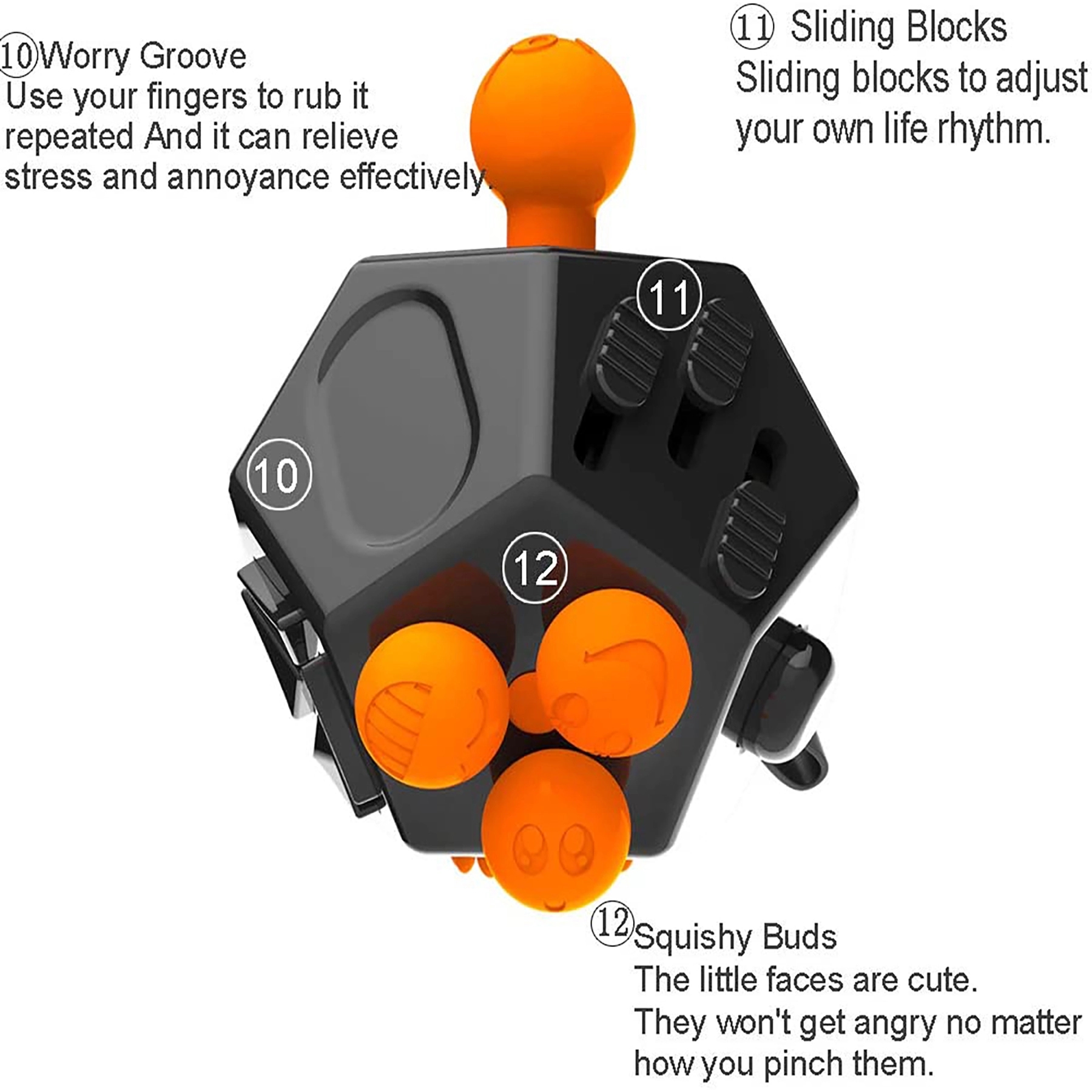 Fidget Dodecagon 12 Side Cube Relieves Stress Anxiety 16