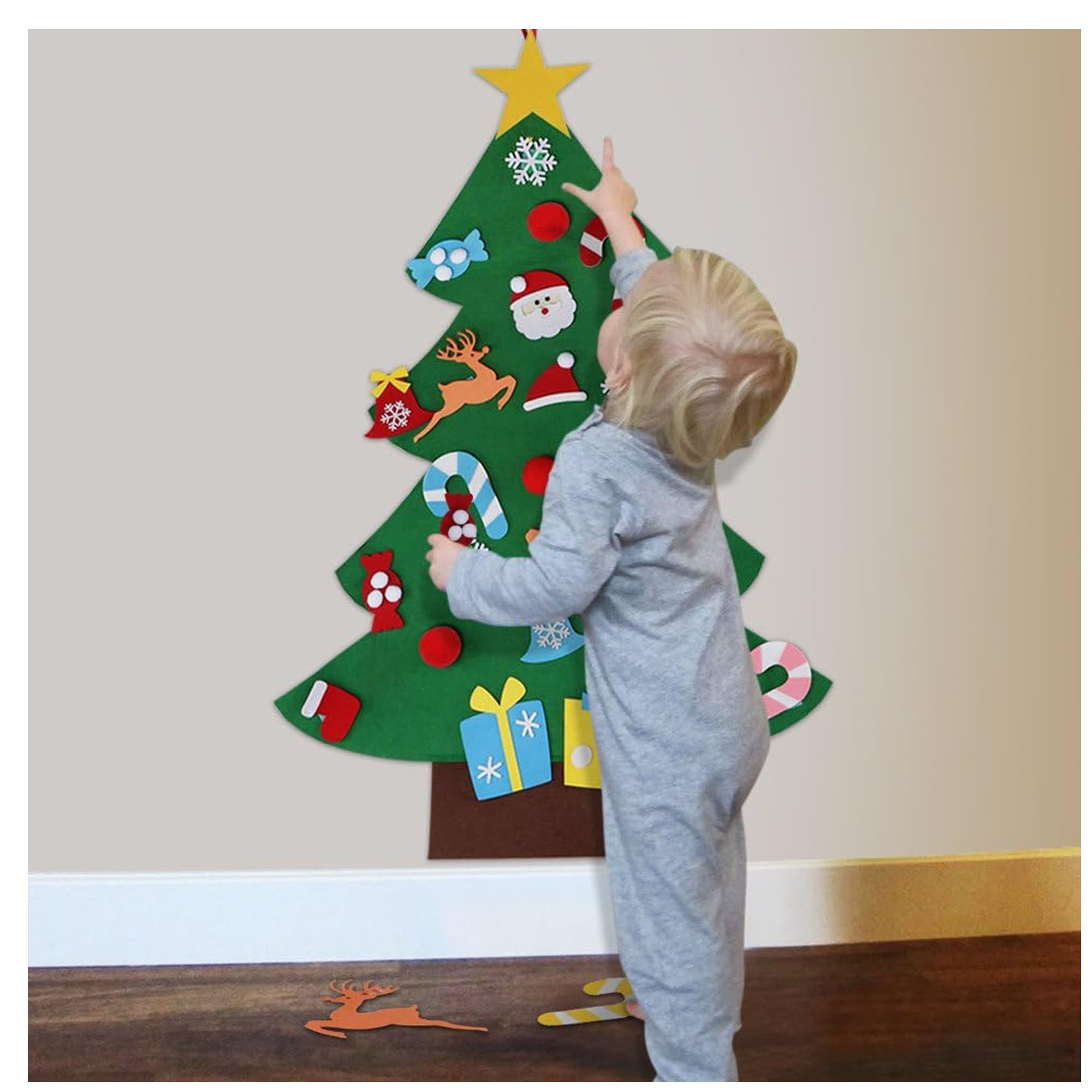 Felt Christmas Tree Kit with Ornaments for Fun Kids' Crafting 2