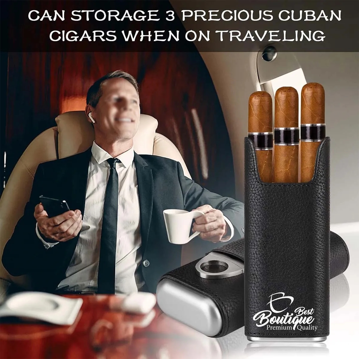 Portable Fashion Leather Cigar Case Travel Humidor for Cigar 4