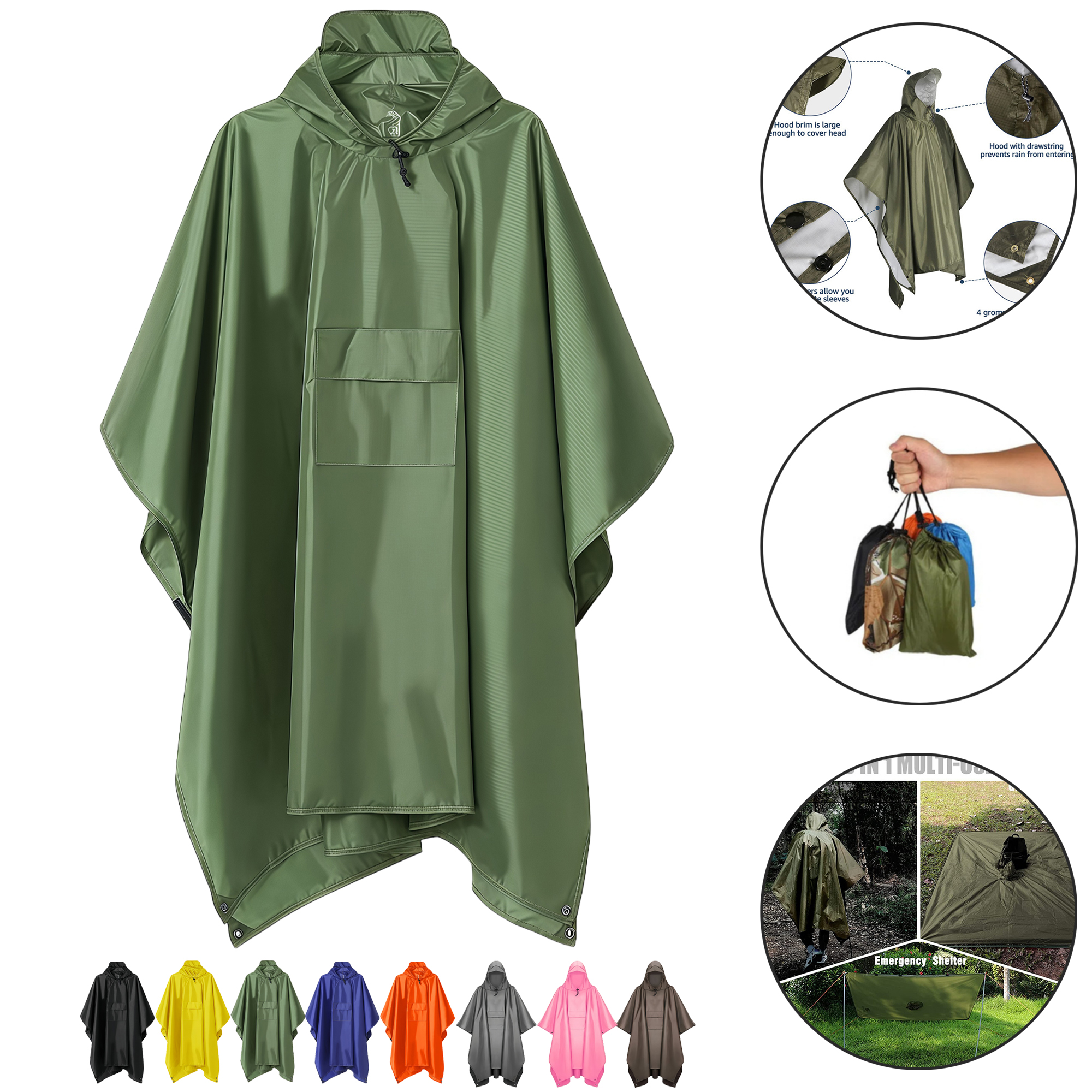 3-in-1 Poncho Raincoat for Outdoor Cycling Hiking 10