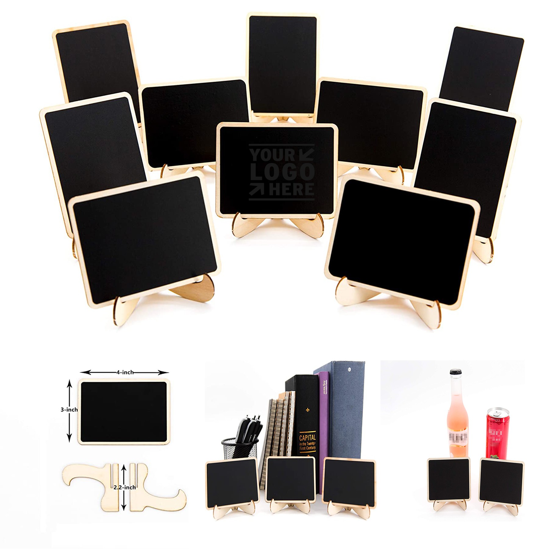 4" x 3" Mini Chalkboards Signs with Easel Stand 2