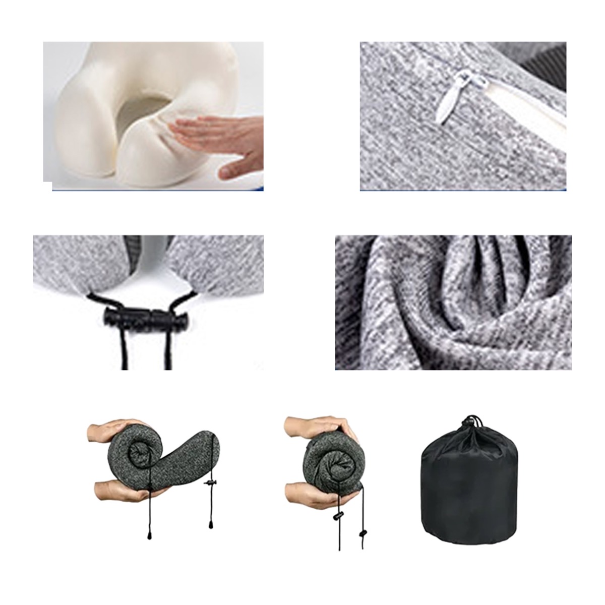 Travel Memory Foam Neck Pillow With Carry Bag 7